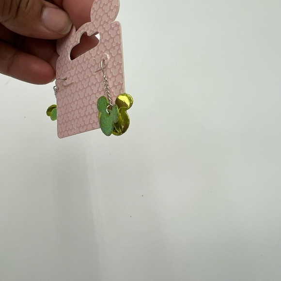 Green Glitter Mouse Earrings - Picture 3 of 6